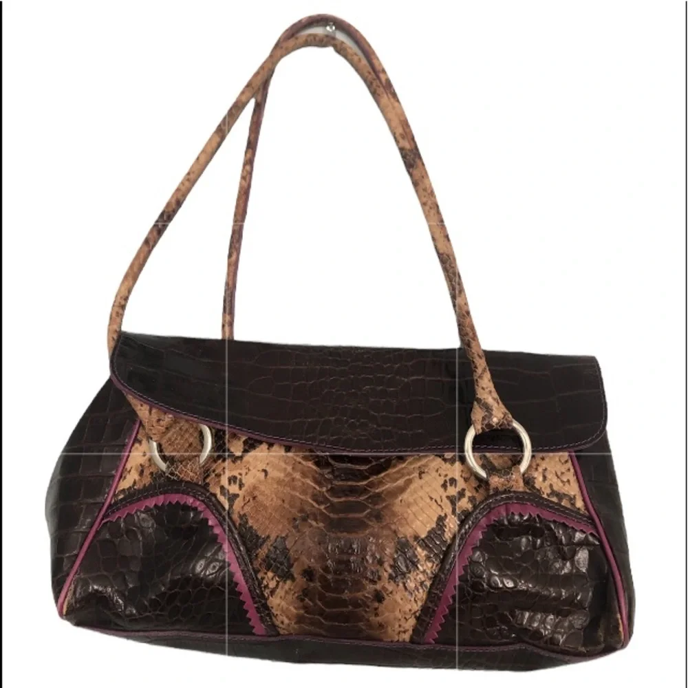Claudia‎ Firenze Brown Snakeskin Satchel